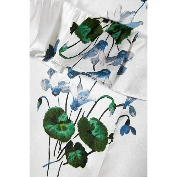 Les Reveries Ruffle Picnic Mini Dress Blue Daffodil